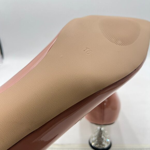 FSJ Nude Cute Slip On Pointed Toe Pumps Low Heels Crystal Mary Jane Shoes - Picture 5 of 7